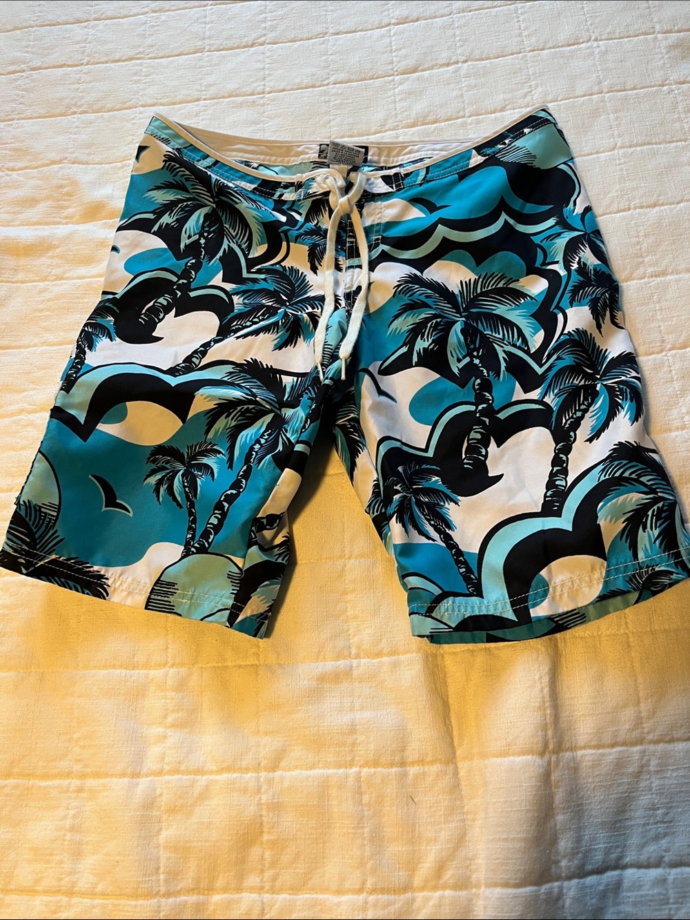 Billabong Turquoise, Black & White Palm Print Board Shorts